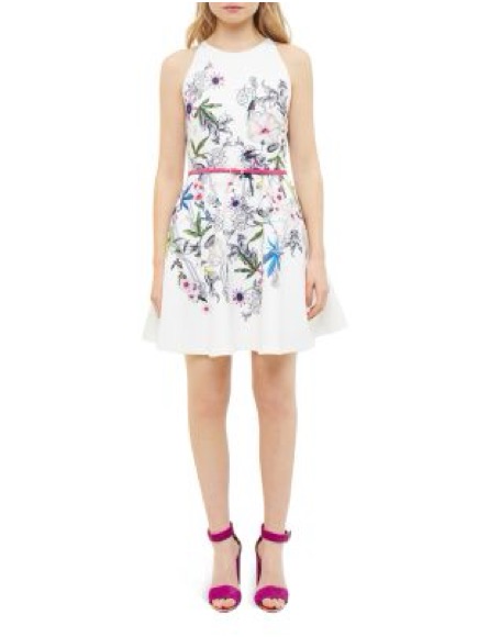 Ted Baker Samm Floral Dress Size 4 Passion Flower Fit & Flare Wedding Guest
